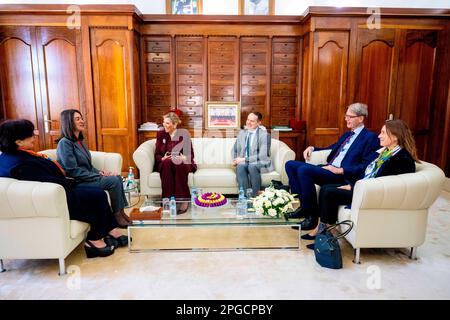 Rabat, Maroc. 22nd mars 2023. Queen Maxima des pays-Bas au Sofitel n Rabat, on 22 mars 2023, pour une visite au ministère des Finances en sa qualité d'avocat spécial du Secrétaire général des Nations Unies pour le financement inclusif pour le développement crédit: Albert Nieboer/Netherlands OUT/point de vue OUT/dpa/Alay Live News Banque D'Images