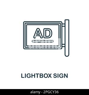 Icône de la ligne d'affichage de la visionneuse. Panneau d'élément coloré de la collection de publicité extérieure. Outline Lightbox signe icône signe pour la conception Web, infographiques et Illustration de Vecteur