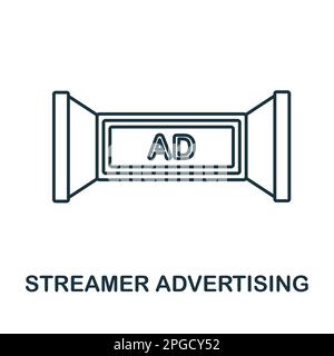 Icône de la ligne de publicité de Streamer. Panneau d'élément coloré de la collection de publicité extérieure. Outline Streamer Publicité icône signe pour la conception de Web Illustration de Vecteur