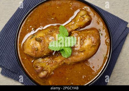 Vue de dessus du curry de masala de poulet Banque D'Images