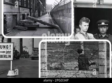 1961, le mur de Berlin (Allemagne) pendant sa construction Banque D'Images