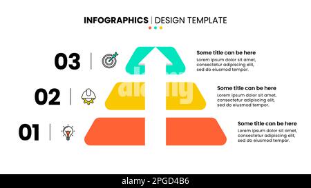 Modèle d'infographie avec icônes et 3 options ou étapes. Pyramide. Peut être utilisé pour la mise en page de flux de travail, le diagramme, la bannière, la conception Web. Illustration vectorielle Illustration de Vecteur