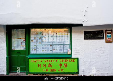 Happy Valley Chinese Restaurant, Our Lady Row Cottages à Goodramgate, le plus ancien bâtiment de York, Angleterre Banque D'Images