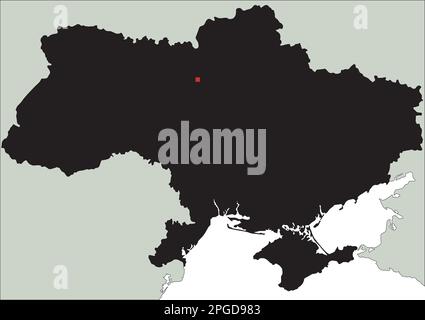 Carte Silhouette de l'Ukraine très détaillée. Illustration de Vecteur