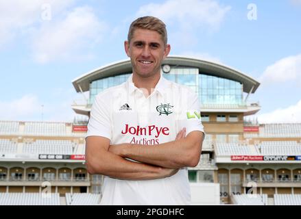 Olly Stone du Nottinghamshire pose une photo pendant la journée médiatique à Trent Bridge, Nottingham. Date de la photo: Mercredi 22 mars 2023. Banque D'Images