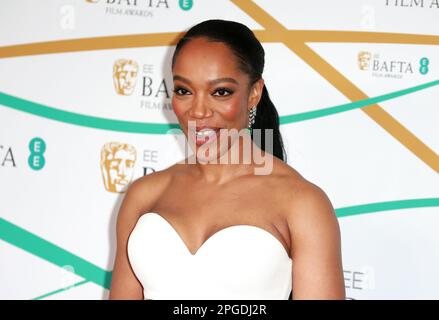 Naomi Ackie assiste aux Prix du film EE BAFTA 2023 au Royal Festival Hall de Londres. (Photo de Fred Duval / SOPA Images / Sipa USA) Banque D'Images