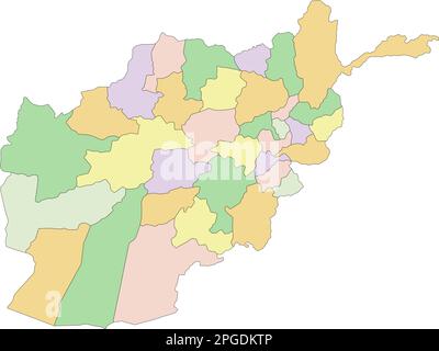 Afghanistan - carte politique modifiable très détaillée. Illustration de Vecteur