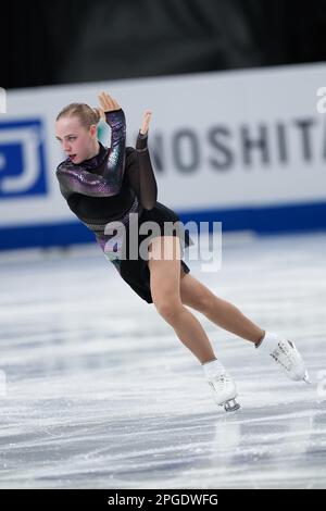 Saitama, Japon. 22nd mars 2023. Niina Petrokina, d'Estonie, se produit pendant le programme féminin Short aux Championnats de patinage artistique Wrold de l'UIP à Saitama Super Arena à Saitama, Japon, 22 mars 2023. Credit: Zhang Xiaoyu/Xinhua/Alay Live News Banque D'Images