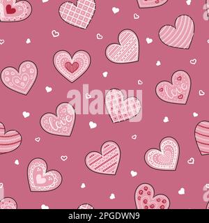 Motif sans coutures avec coeurs. Bonne Saint Valentin. Différents types de cœurs pour l'emballage du papier, du fond et du textile. Illustration de Vecteur