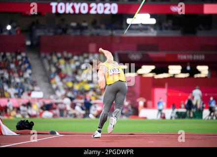 PHOTO D'ARCHIVE: Johannes VETTER aura 30 ans sur 26 mars 2023, Johannes VETTER (Allemagne/ 9th place), action, athlétisme, finale de lancement de javelin pour hommes, finale de lancement de javelin pour hommes, aux Jeux Olympiques d'été de 7 août 2021 2020, à partir de 23,07. - 08.08.2021 à Tokyo/Japon. ? Banque D'Images