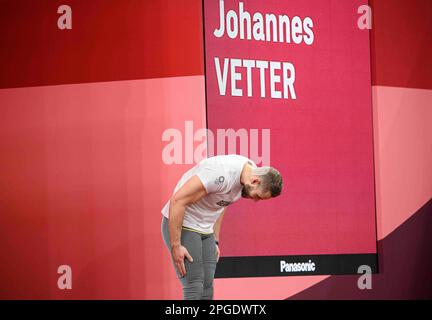 ARCHIVE PHOTO: Johannes VETTER sera 30 sur 26 mars 2023, Johannes VETTER (Allemagne/ 9th place), performance, athlétisme, finale de la course de javelin pour hommes, finale de la course de javelin pour hommes, sur 7 août 2021, Jeux Olympiques d'été 2020, à partir de 23,07. - 08.08.2021 à Tokyo/Japon. ? Banque D'Images