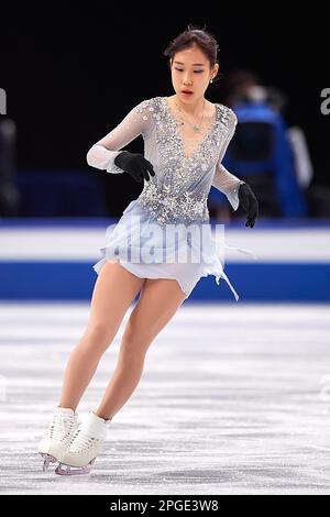 Saitama, Japon. 22nd mars 2023. Mihara Mai du Japon se produit pendant le programme féminin court aux Championnats de patinage artistique Wrold de l'UIP à Saitama Super Arena à Saitama, Japon, 22 mars 2023. Crédit: Pablo Morano/Xinhua/Alay Live News Banque D'Images