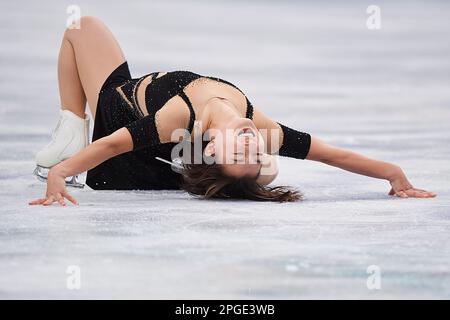 Saitama, Japon. 22nd mars 2023. Sakamoto Kaori, du Japon, se produit pendant le programme féminin Short aux Championnats de patinage artistique Wrold de l'UIP à Saitama Super Arena à Saitama, au Japon, en 22 mars 2023. Crédit: Pablo Morano/Xinhua/Alay Live News Banque D'Images