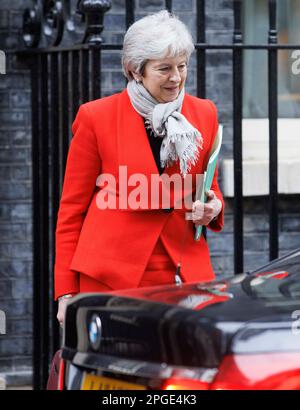 Londres, Royaume-Uni. 22nd mars 2023. L'ancienne première ministre Theresa May quitte le numéro 10 Downing Street Credit: Mark Thomas/Alay Live News Banque D'Images