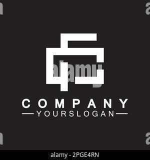 Lettres de l'alphabet monogramme logo CF, FC, C et F, élégant et professionnel couleur blanc lettre icône design sur fond noir. Illustration de Vecteur