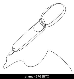 Microphone en une ligne continue sur isolat blanc. Illustration de Vecteur