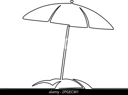 Dessin continu d'une ligne de parasol et de sable. Illustration vectorielle Illustration de Vecteur
