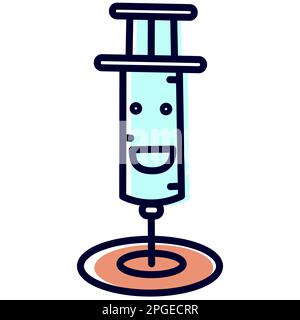 Seringue ligne joyeuse avec un museau joyeux sur un dos blanc. Illustration de Vecteur