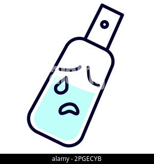 Antiseptique bleu linéaire pleurer avec fond blanc. Illustration de Vecteur