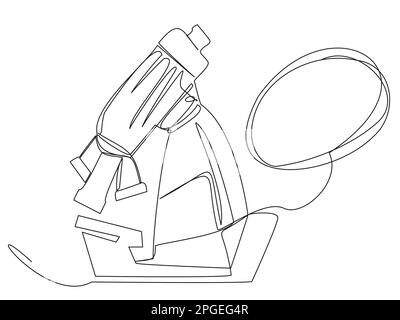 Microscope en une ligne avec une bulle de dialogue Illustration de Vecteur