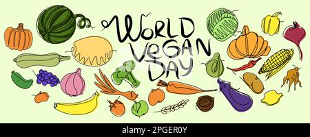 Lettrage World vegan Day. Illustration de Vecteur