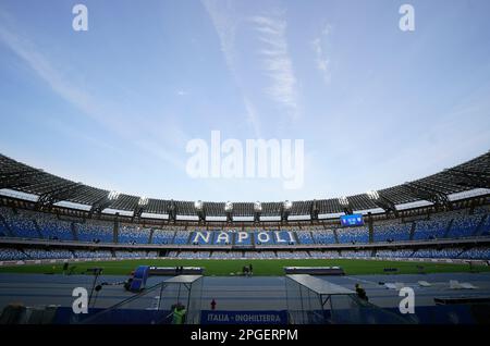 Vue générale du stade Diego Armando Maradona, Naples, Italie. Date de la photo: Mercredi 22 mars 2023. Banque D'Images