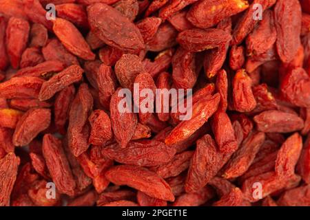 Fond de baies de Goji rouges déshydratées séchées Banque D'Images