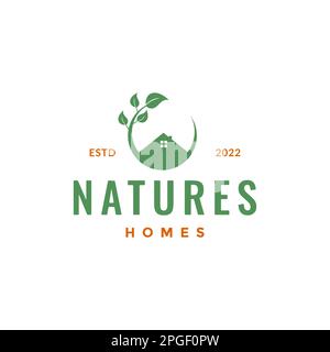 géométrique nature maison toit cabine laisse arbre extérieur logo design vecteur Illustration de Vecteur
