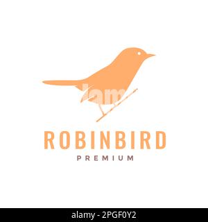 robin oiseau petite branche perchée nettoyer moderne logo design vecteur Illustration de Vecteur