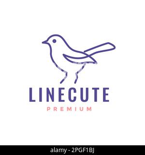 oiseau exotique petit moderne minimaliste ligne simple logo design vecteur Illustration de Vecteur