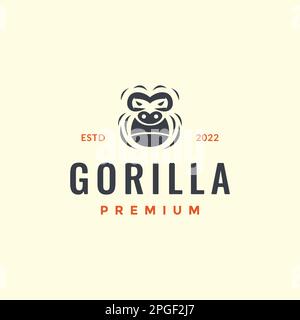 visage animal forêt faune gorilla scare hipster logo design vector Illustration de Vecteur