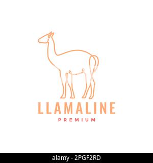 llama animal ferme ligne art minimal logo design vecteur Illustration de Vecteur