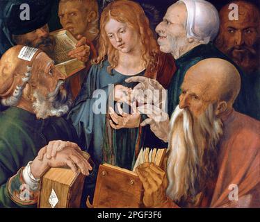 Jésus parmi les médecins par Albrecht Durer, huile sur panneau, 1506 Banque D'Images