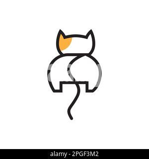 animaux animaux animaux chien canine patte chiot queue graisse ligne géométrique minimal logo design vecteur Illustration de Vecteur