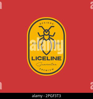 ligne de poux d'insecte animal insigne minimal vintage logo design vecteur Illustration de Vecteur