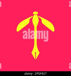 animal insecte libellule créatif idée art crayon bille moderne logo design vecteur Illustration de Vecteur