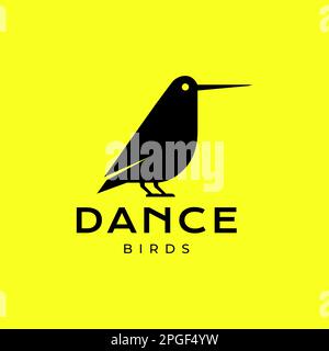 danse noire oiseau exotique belle forme moderne coloré logo design vecteur Illustration de Vecteur