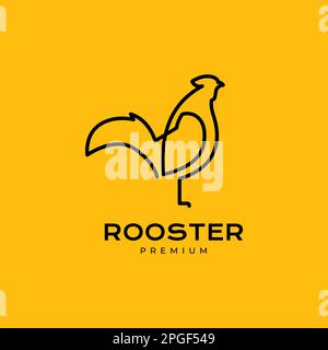 poulet coq volaille croquant ligne continue moderne minimaliste logo design Illustration de Vecteur