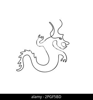 Illustration Dragon dans le style art de ligne isolée sur blanc Illustration de Vecteur