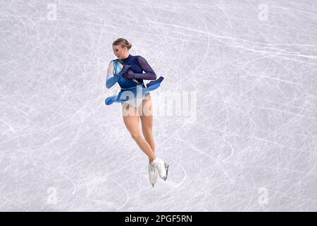 SAITAMA, JAPON - MARS 22: Linday van Zundert, des pays-Bas, participe au programme féminin Short lors des Championnats du monde de patinage artistique 2023 de l'UIP à Saitama Super Arena on 22 mars 2023 à Saitama, Japon (photo de l'Agence Pablo Morano/BSR) Banque D'Images