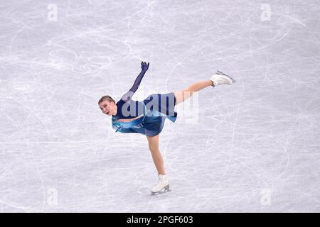 SAITAMA, JAPON - MARS 22: Linday van Zundert, des pays-Bas, participe au programme féminin Short lors des Championnats du monde de patinage artistique 2023 de l'UIP à Saitama Super Arena on 22 mars 2023 à Saitama, Japon (photo de l'Agence Pablo Morano/BSR) Banque D'Images