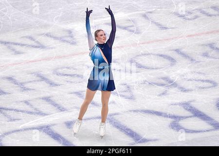 SAITAMA, JAPON - MARS 22: Linday van Zundert, des pays-Bas, participe au programme féminin Short lors des Championnats du monde de patinage artistique 2023 de l'UIP à Saitama Super Arena on 22 mars 2023 à Saitama, Japon (photo de l'Agence Pablo Morano/BSR) Banque D'Images