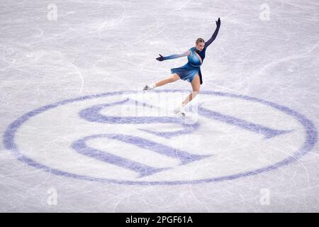 SAITAMA, JAPON - MARS 22: Linday van Zundert, des pays-Bas, participe au programme féminin Short lors des Championnats du monde de patinage artistique 2023 de l'UIP à Saitama Super Arena on 22 mars 2023 à Saitama, Japon (photo de l'Agence Pablo Morano/BSR) Banque D'Images