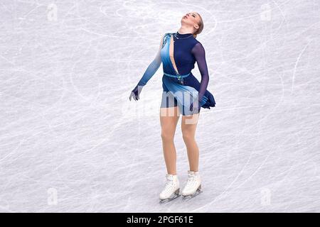 SAITAMA, JAPON - MARS 22: Linday van Zundert, des pays-Bas, participe au programme féminin Short lors des Championnats du monde de patinage artistique 2023 de l'UIP à Saitama Super Arena on 22 mars 2023 à Saitama, Japon (photo de l'Agence Pablo Morano/BSR) Banque D'Images