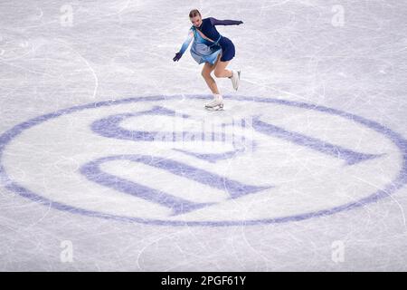 SAITAMA, JAPON - MARS 22: Linday van Zundert, des pays-Bas, participe au programme féminin Short lors des Championnats du monde de patinage artistique 2023 de l'UIP à Saitama Super Arena on 22 mars 2023 à Saitama, Japon (photo de l'Agence Pablo Morano/BSR) Banque D'Images