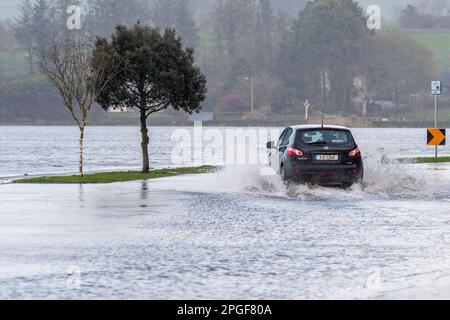 Timoleague, West Cork, Irlande. 22nd mars 2023. Timoleague a inondé ce soir, sous la célèbre abbaye franciscaine en raison d'une marée haute astronomique. De nouvelles inondations sont attendues demain matin à marée haute. Crédit : AG News/Alay Live News Banque D'Images