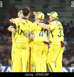 Chennai, Inde. 22nd mars 2023. 3rd ODI : Aus - Inde : l'Australie a gagné par 21 courses, après une grande lutte de l'Inde, au stade ma Chidambaram, Chennai. Credit: Seshadri SUKUMAR/Alamy Live News Banque D'Images