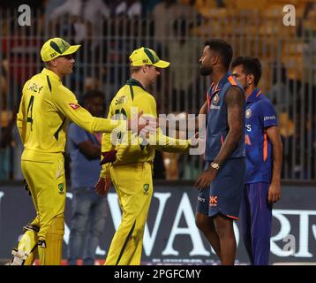 Chennai, Inde. 22nd mars 2023. 3rd ODI : Aus - Inde : l'Australie a gagné par 21 courses, après une grande lutte de l'Inde, au stade ma Chidambaram, Chennai. Credit: Seshadri SUKUMAR/Alamy Live News Banque D'Images