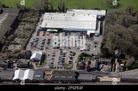 Vue aérienne du supermarché Asda à Wisbech, Cambridgeshire Banque D'Images