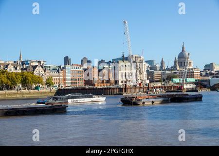 Thames Tideway tunnel en construction à Blackfriars Bridge, Londres, Royaume-Uni Banque D'Images